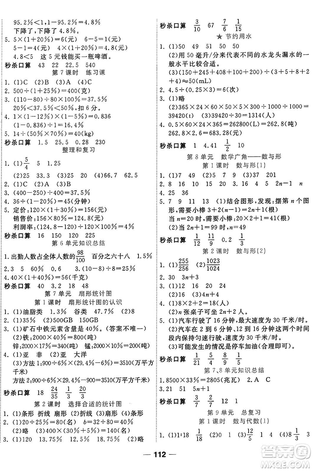 西安出版社2024年秋金優(yōu)教輔奪冠新課堂隨堂練測(cè)六年級(jí)數(shù)學(xué)上冊(cè)人教版答案