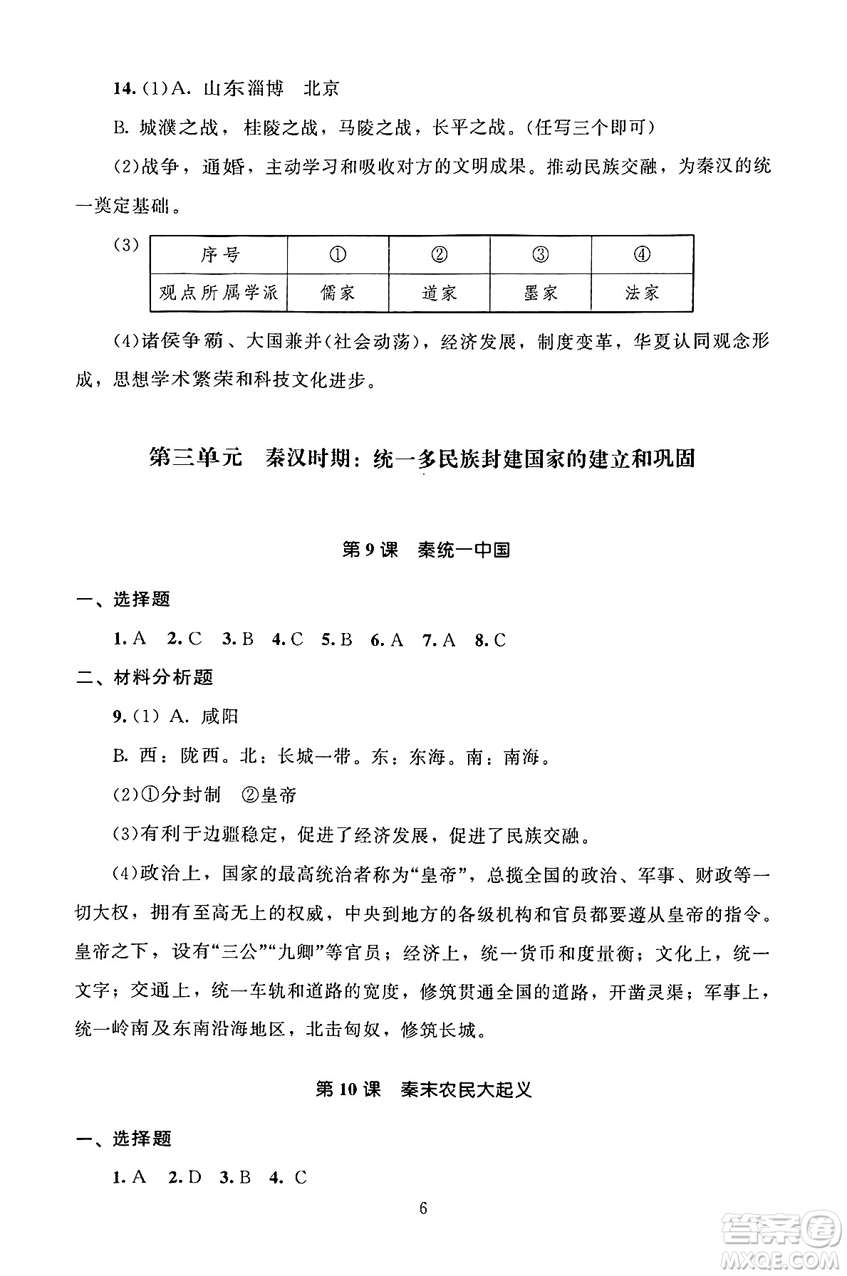 北京師范大學(xué)出版社2024年秋京師普教伴你學(xué)同步學(xué)習(xí)手冊七年級中國歷史上冊人教版答案