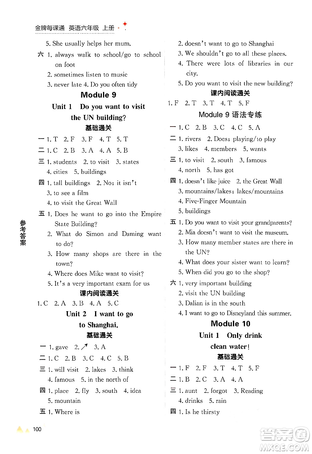 大連出版社2024年秋點(diǎn)石成金金牌每課通六年級英語上冊外研版答案