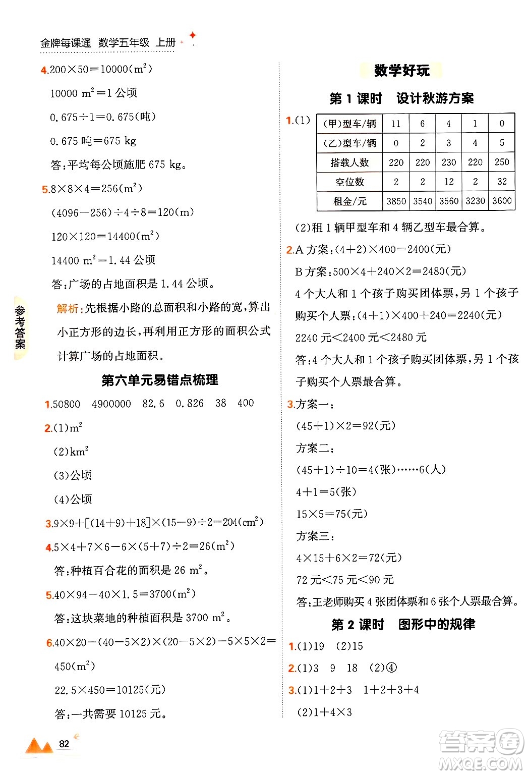 大連出版社2024年秋點(diǎn)石成金金牌每課通五年級(jí)數(shù)學(xué)上冊(cè)北師大版答案