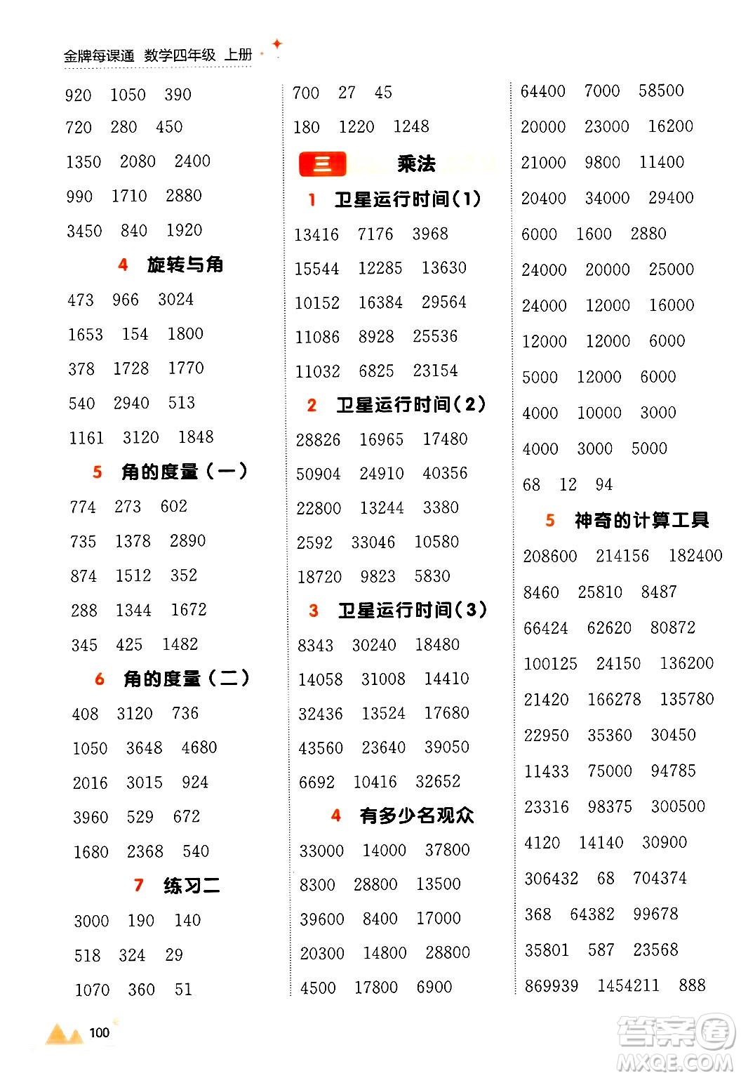 大連出版社2024年秋點(diǎn)石成金金牌每課通四年級(jí)數(shù)學(xué)上冊(cè)北師大版答案