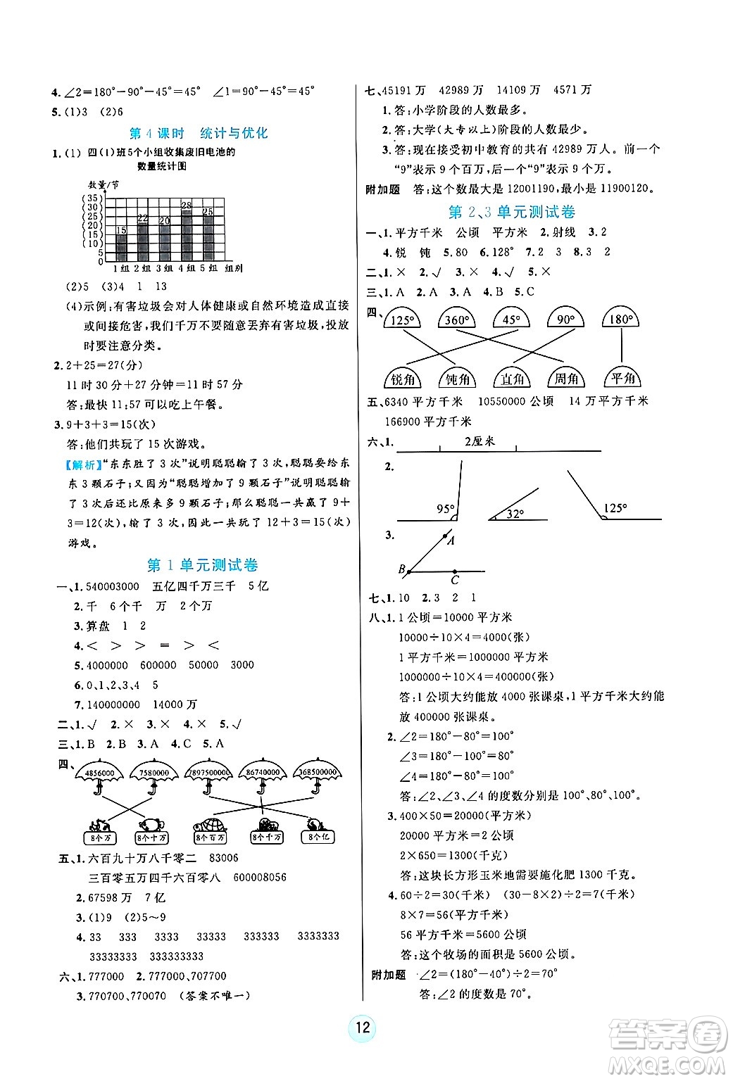 天津科學(xué)技術(shù)出版社2024年秋云頂課堂四年級數(shù)學(xué)上冊人教版答案