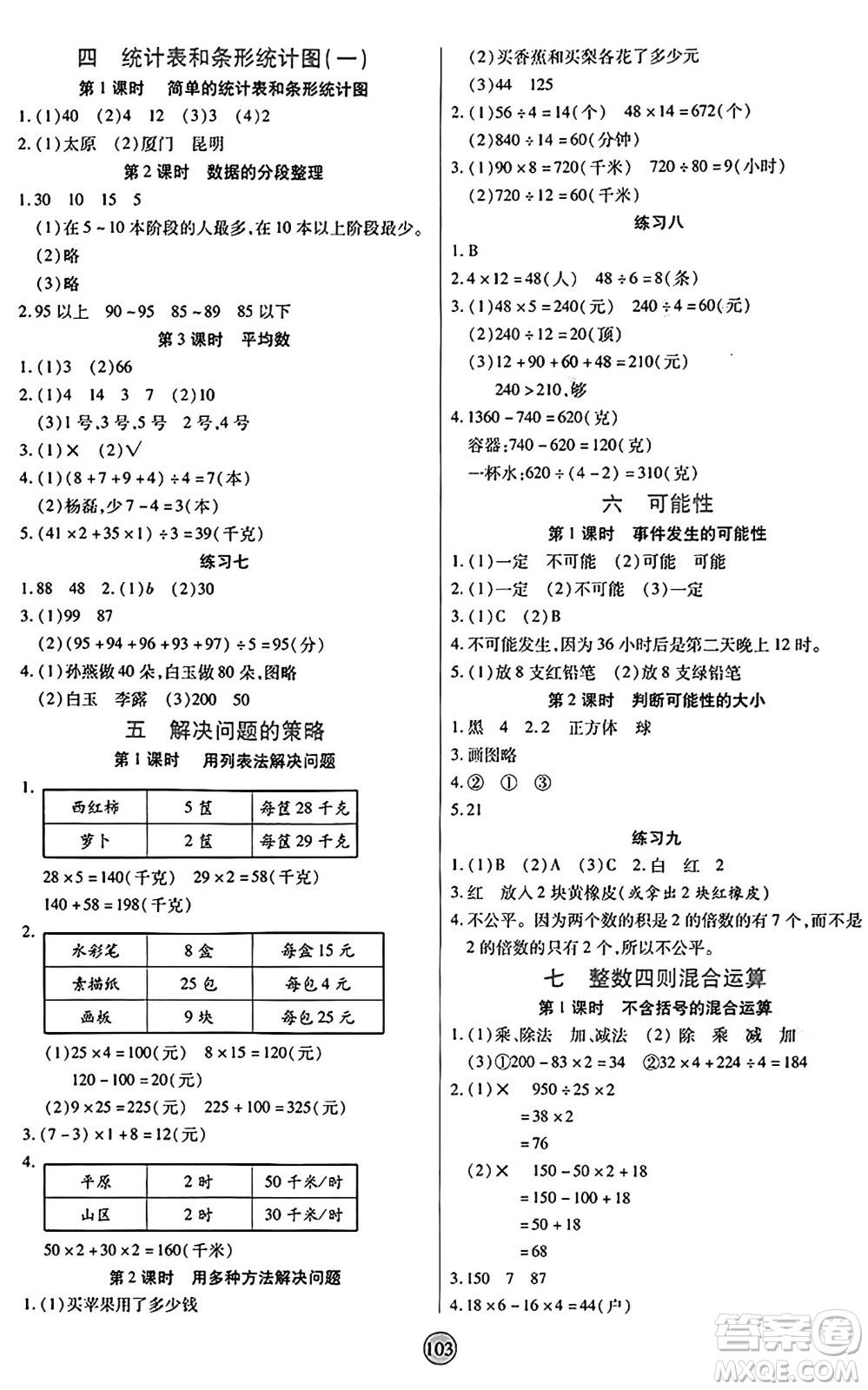 天津科學(xué)技術(shù)出版社2024年秋云頂課堂四年級(jí)數(shù)學(xué)上冊(cè)蘇教版答案