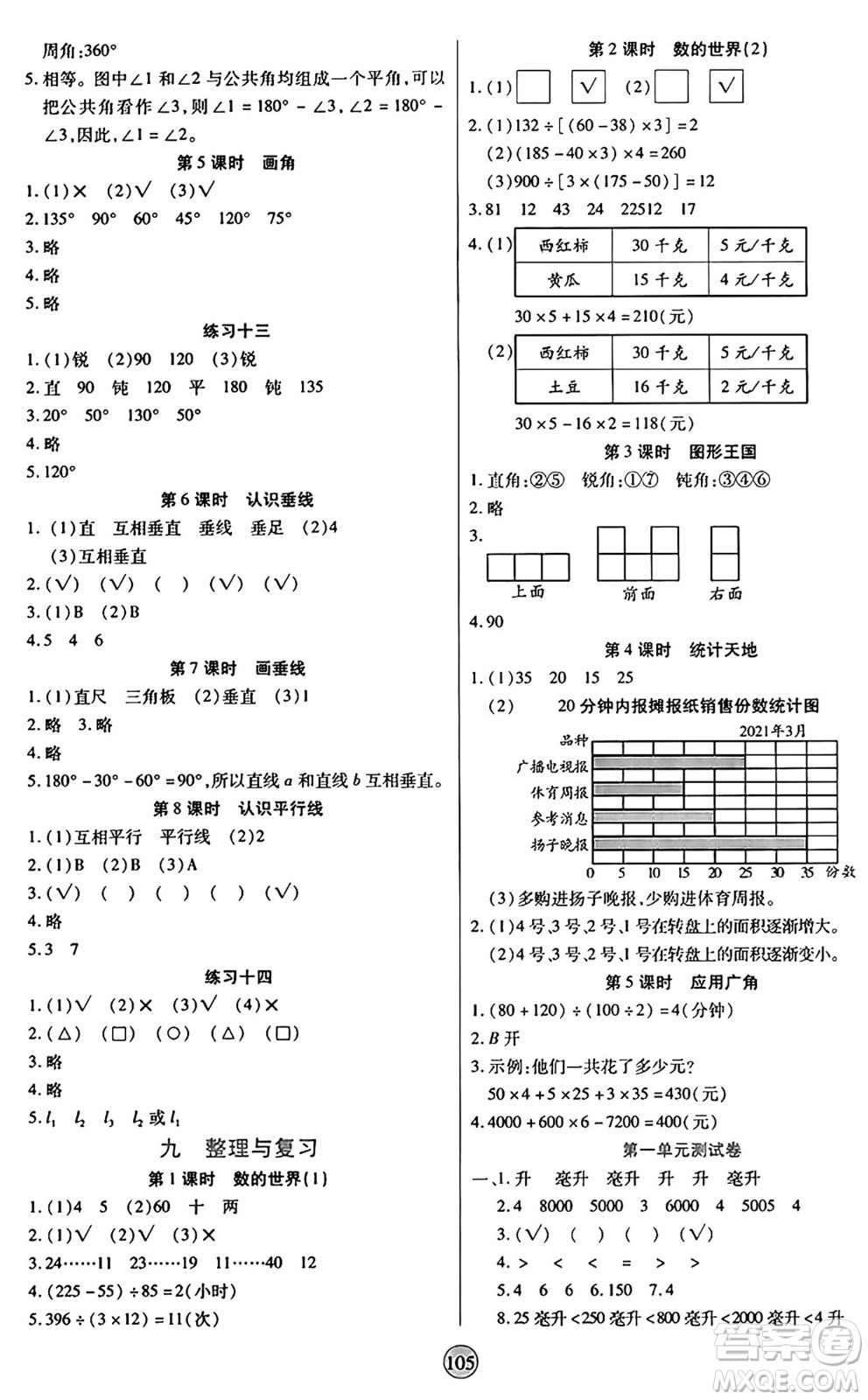 天津科學(xué)技術(shù)出版社2024年秋云頂課堂四年級(jí)數(shù)學(xué)上冊(cè)蘇教版答案