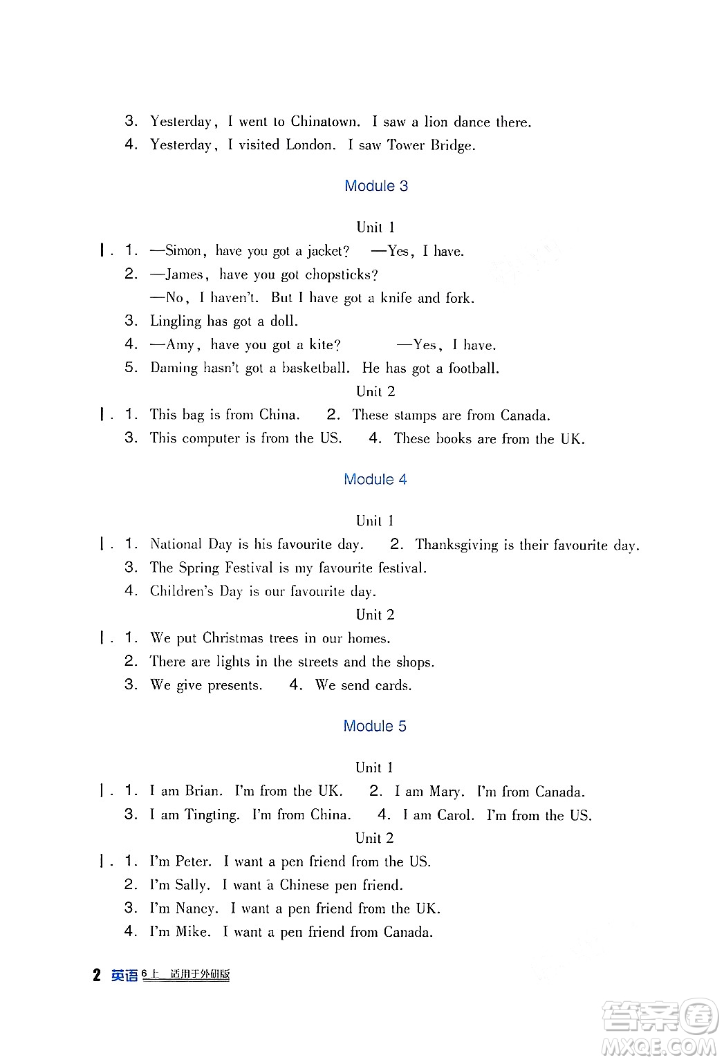 四川教育出版社2024年秋新課標(biāo)小學(xué)生學(xué)習(xí)實踐園地六年級英語上冊外研版一起點答案