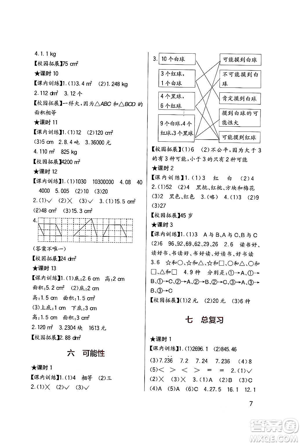 四川教育出版社2024年秋新課標(biāo)小學(xué)生學(xué)習(xí)實(shí)踐園地五年級數(shù)學(xué)上冊西師版答案