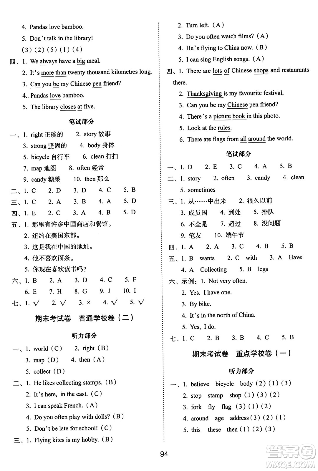 長春出版社2024年秋68所期末沖刺100分完全試卷六年級英語上冊外研版答案