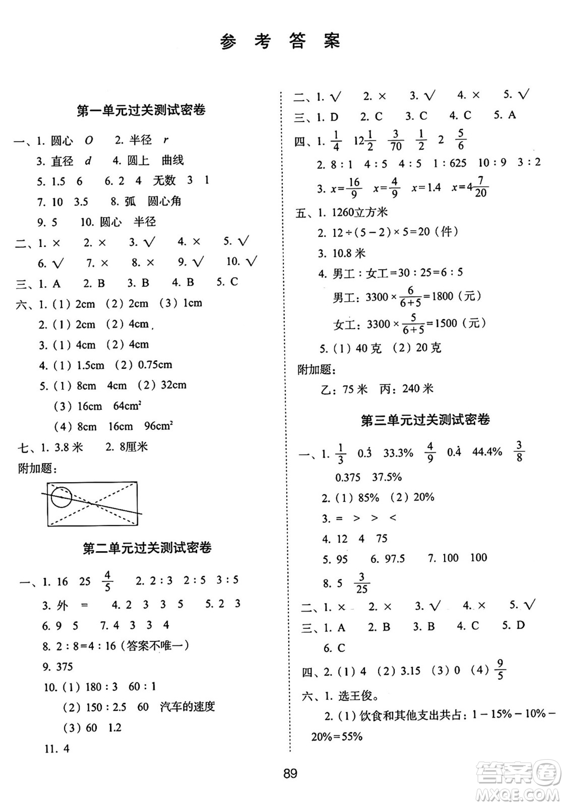 長春出版社2024年秋68所期末沖刺100分完全試卷六年級數(shù)學(xué)上冊冀教版答案