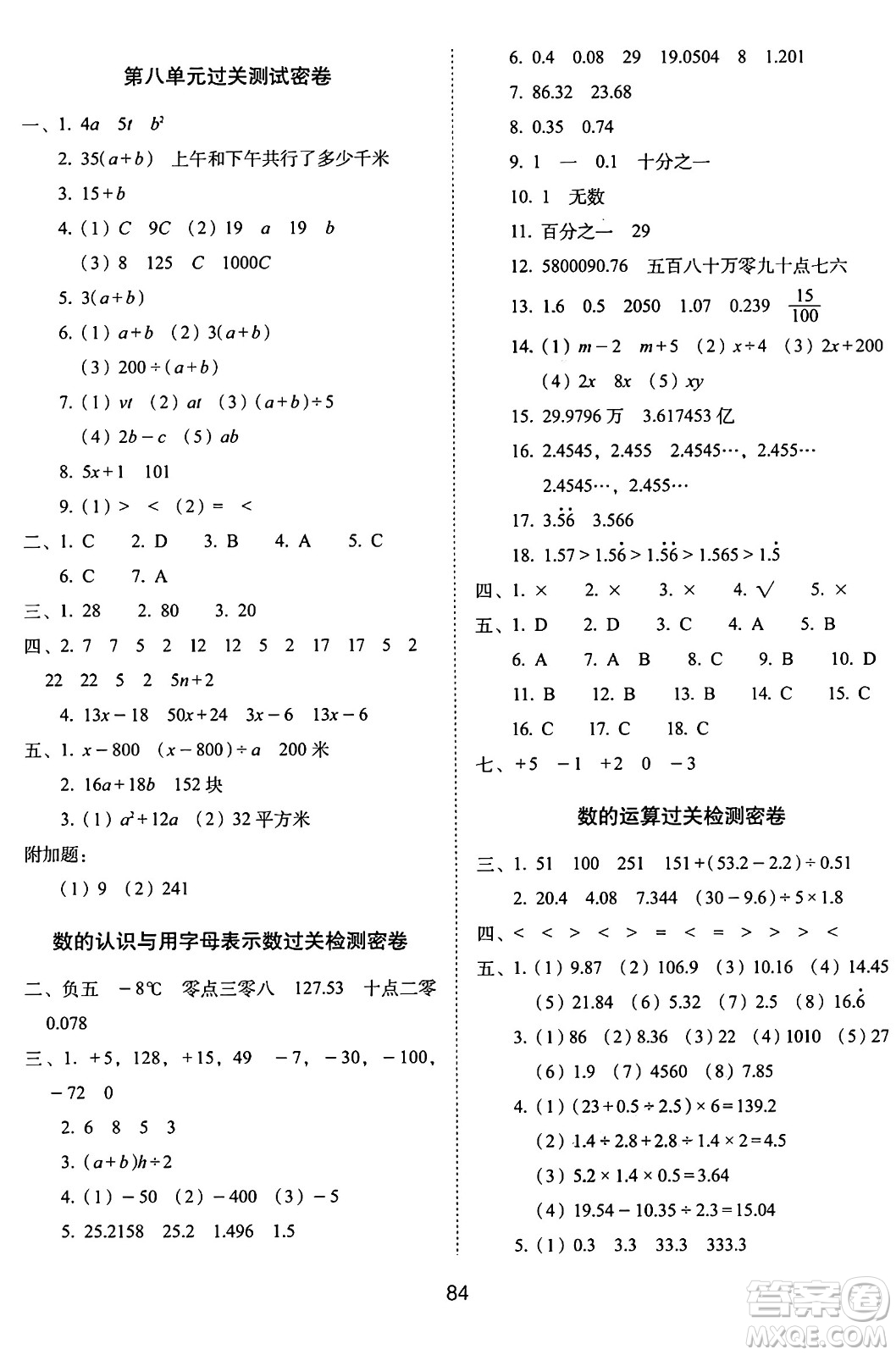 長(zhǎng)春出版社2024年秋68所期末沖刺100分完全試卷五年級(jí)數(shù)學(xué)上冊(cè)蘇教版答案