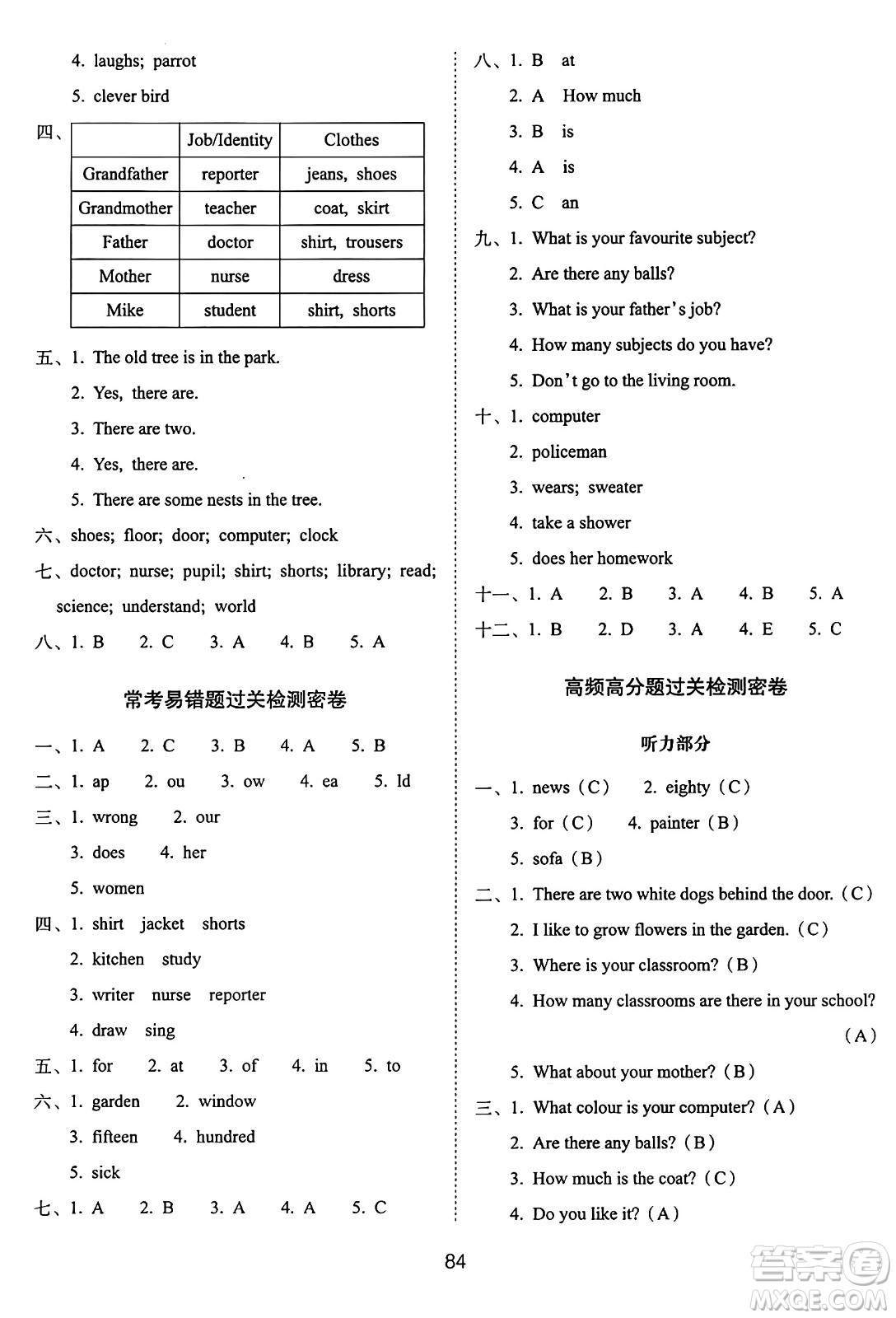 長春出版社2024年秋68所期末沖刺100分完全試卷四年級(jí)英語上冊(cè)廣州版答案