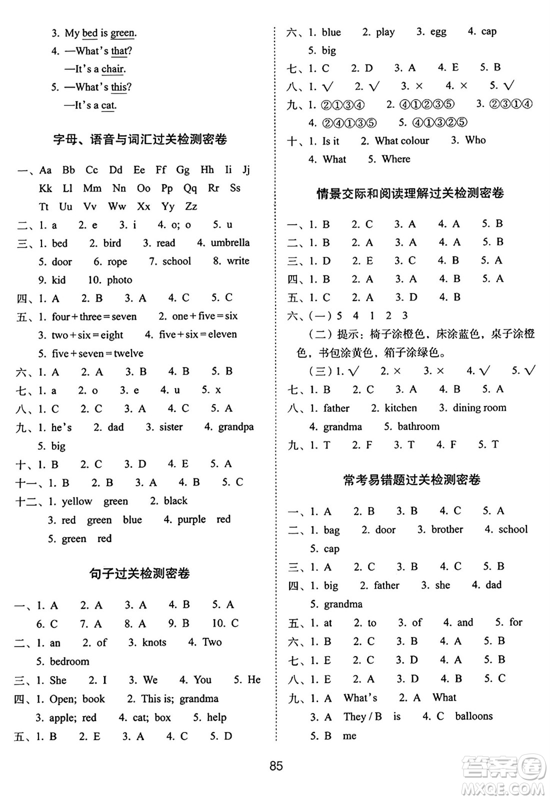 長春出版社2024年秋68所期末沖刺100分完全試卷三年級英語上冊外研版答案