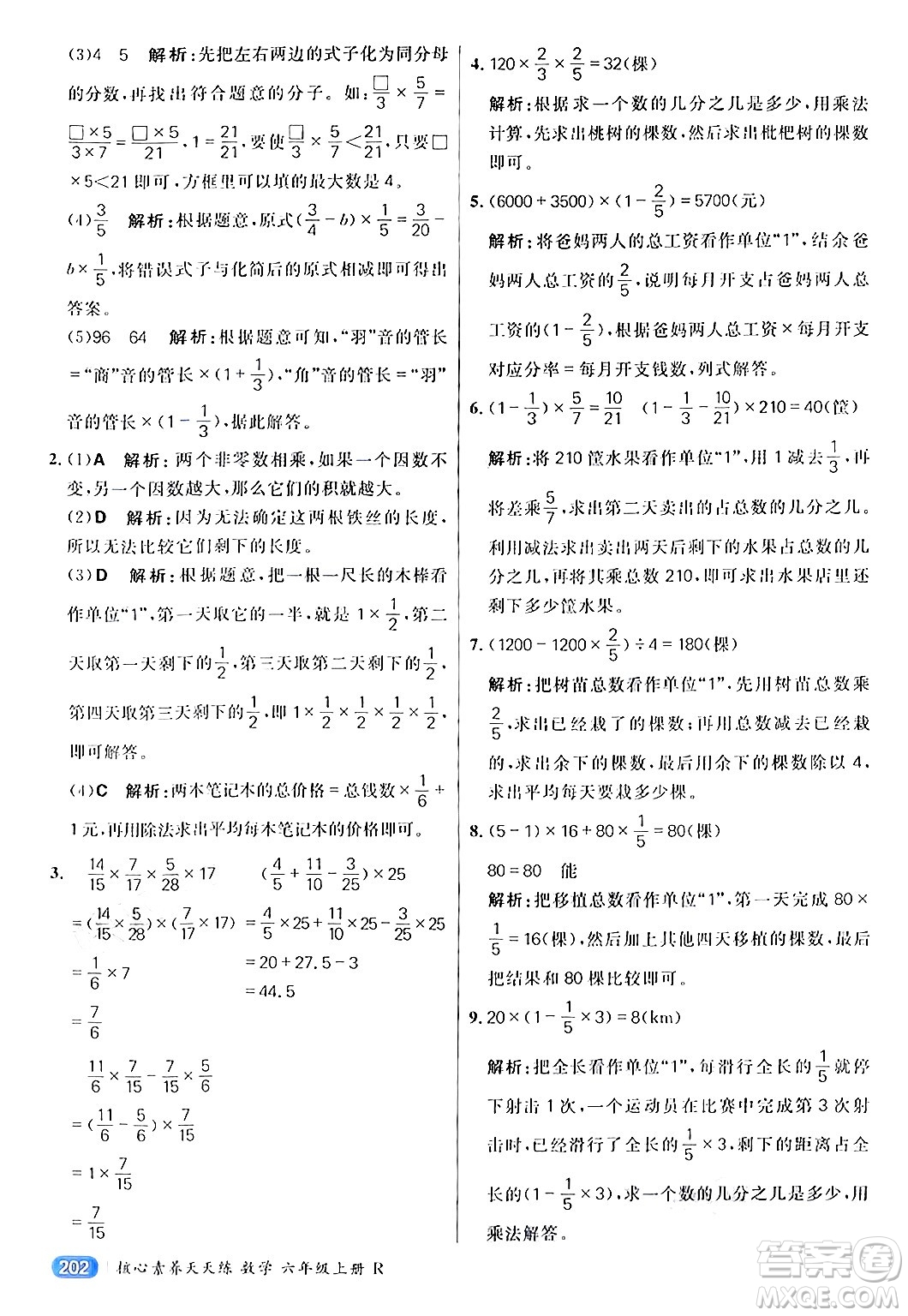 南方出版社2024秋學(xué)緣教育核心素養(yǎng)天天練六年級(jí)數(shù)學(xué)上冊(cè)人教版答案