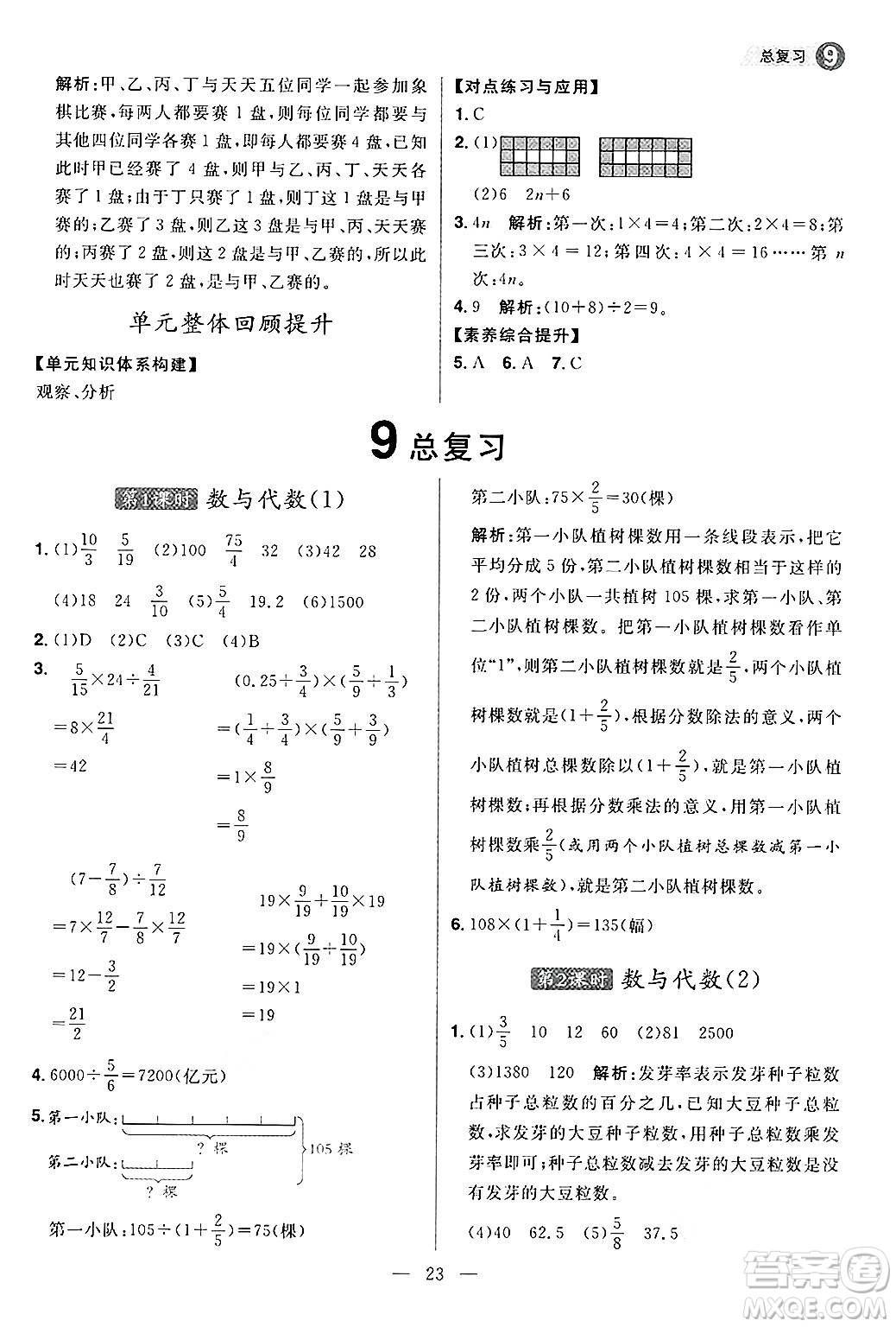 南方出版社2024秋學(xué)緣教育核心素養(yǎng)天天練六年級(jí)數(shù)學(xué)上冊(cè)人教版福建專版答案