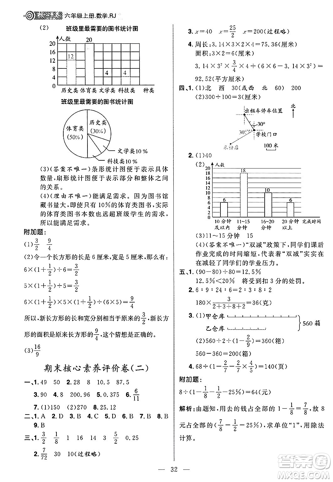 南方出版社2024秋學(xué)緣教育核心素養(yǎng)天天練六年級(jí)數(shù)學(xué)上冊(cè)人教版福建專版答案