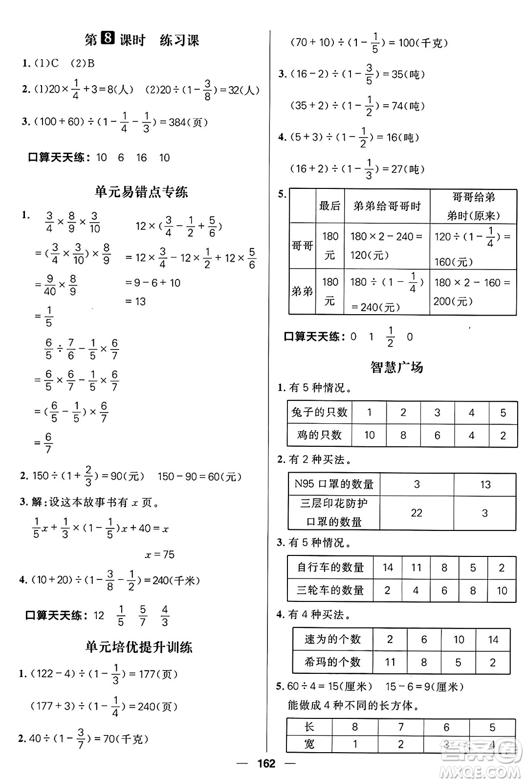 南方出版社2024秋學緣教育核心素養(yǎng)天天練六年級數(shù)學上冊青島版答案