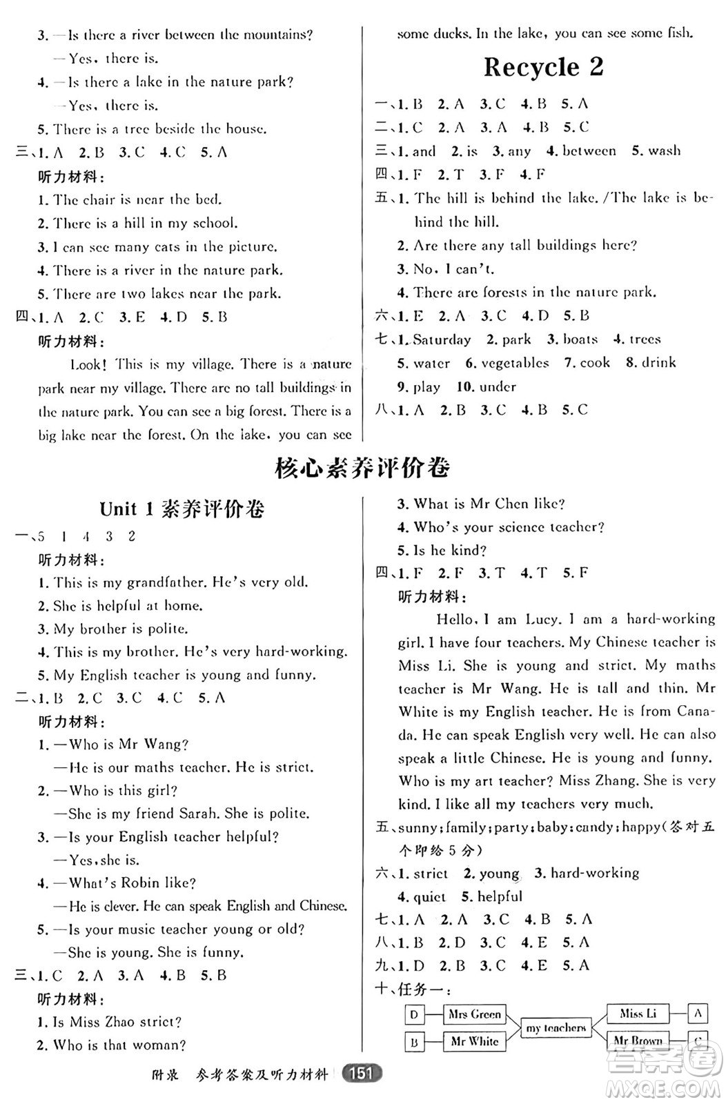 南方出版社2024秋學(xué)緣教育核心素養(yǎng)天天練五年級英語上冊人教版答案