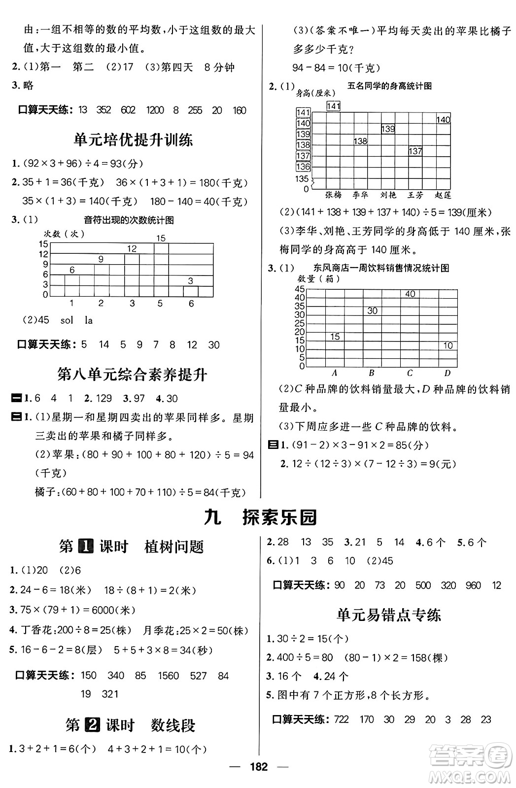 南方出版社2024秋學(xué)緣教育核心素養(yǎng)天天練四年級數(shù)學(xué)上冊J版答案