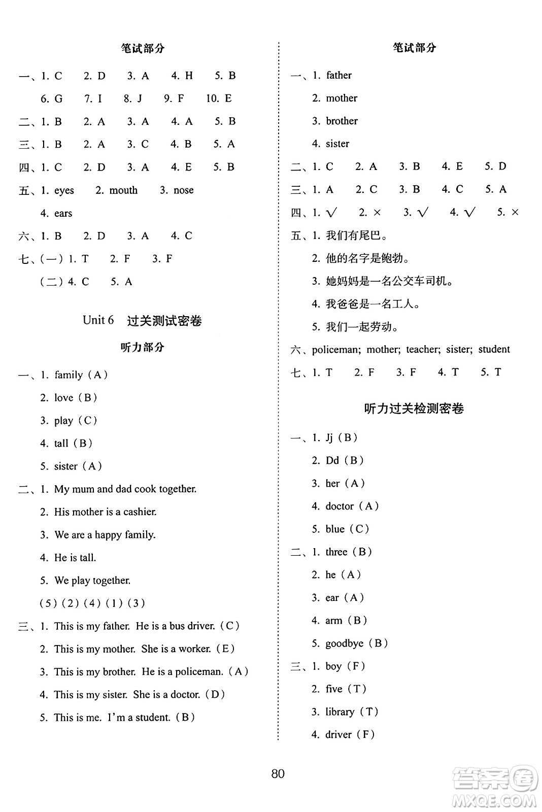 長(zhǎng)春出版社2024年秋68所期末沖刺100分完全試卷三年級(jí)英語(yǔ)上冊(cè)冀教版答案