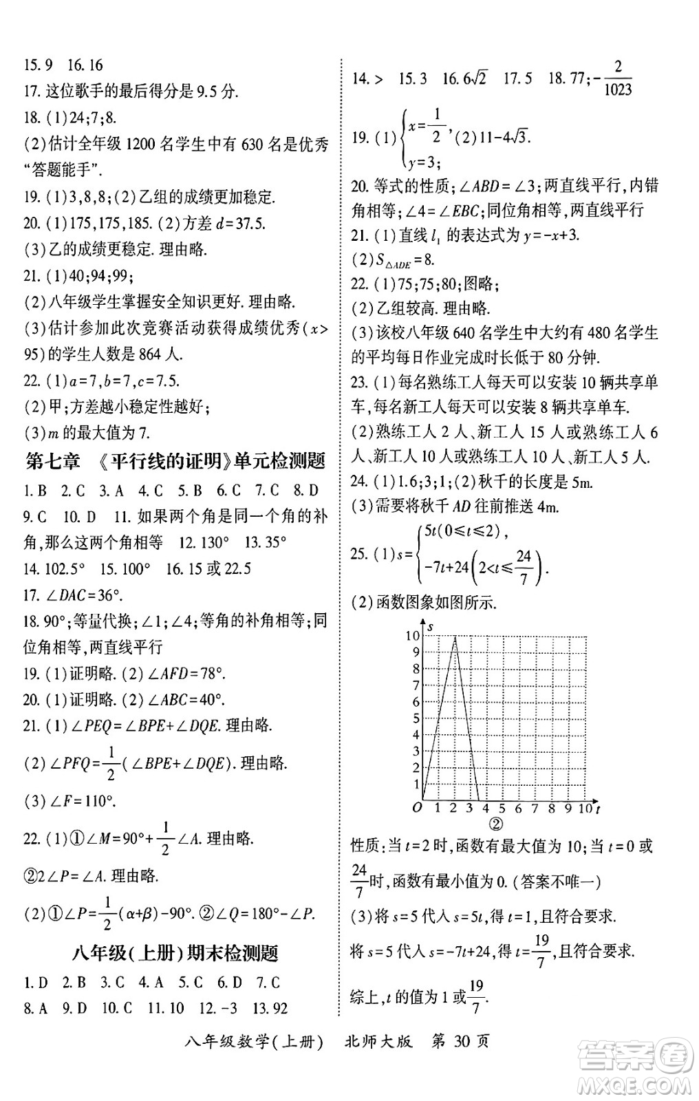 吉林教育出版社2024年秋啟航新課堂八年級數(shù)學上冊北師大版答案