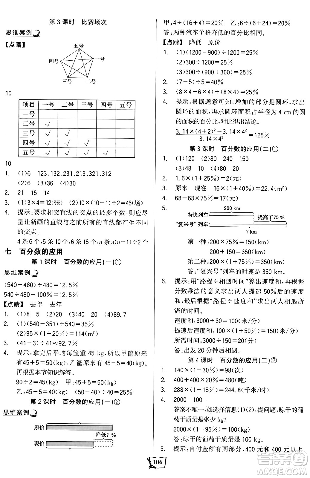 未來出版社2024年秋世紀(jì)金榜金榜小博士課時提優(yōu)作業(yè)六年級數(shù)學(xué)上冊北師大版答案