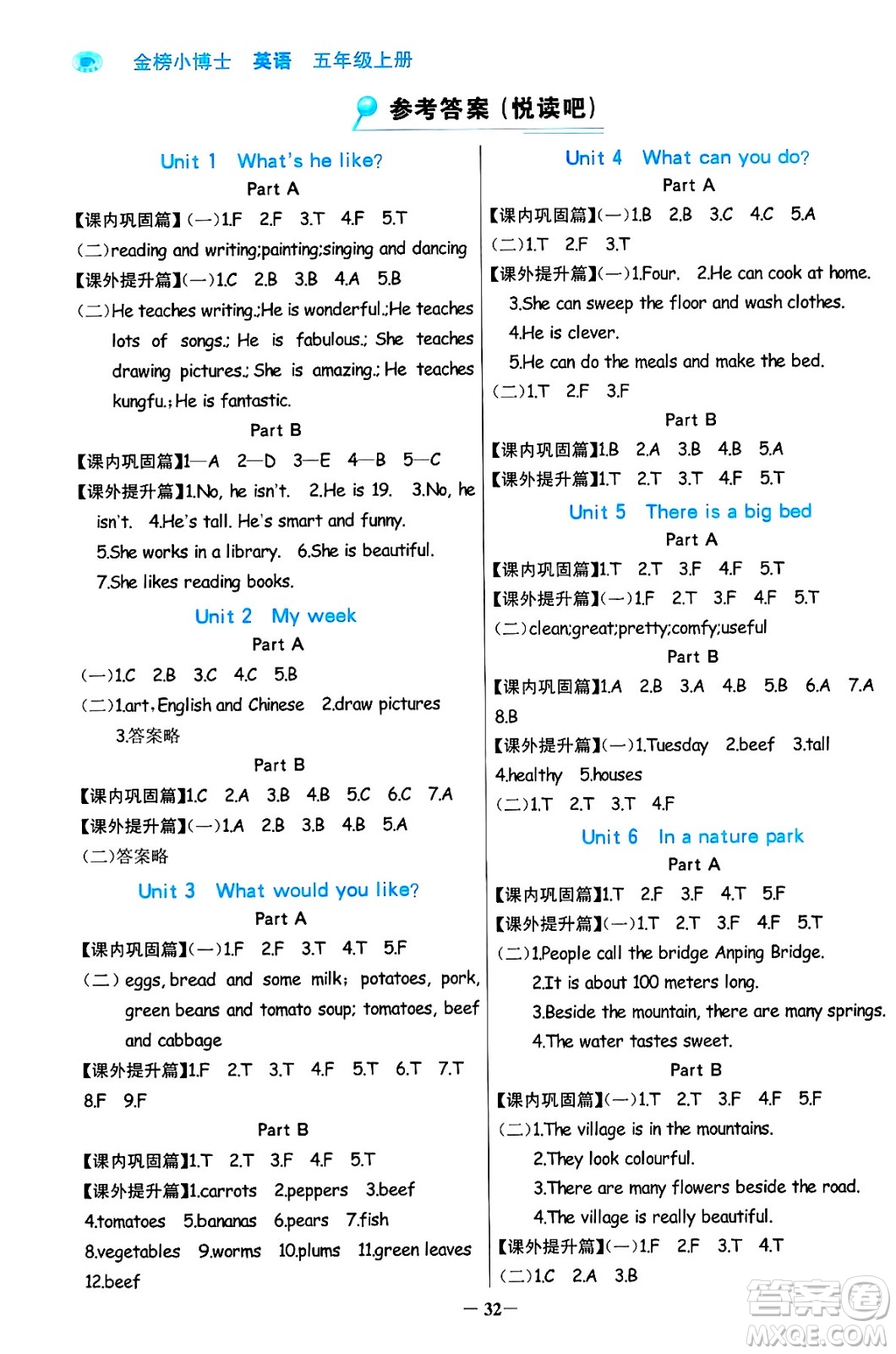 遼寧少年兒童出版社2024年秋世紀(jì)金榜金榜小博士課時(shí)提優(yōu)作業(yè)五年級(jí)英語(yǔ)上冊(cè)通用版三起點(diǎn)答案