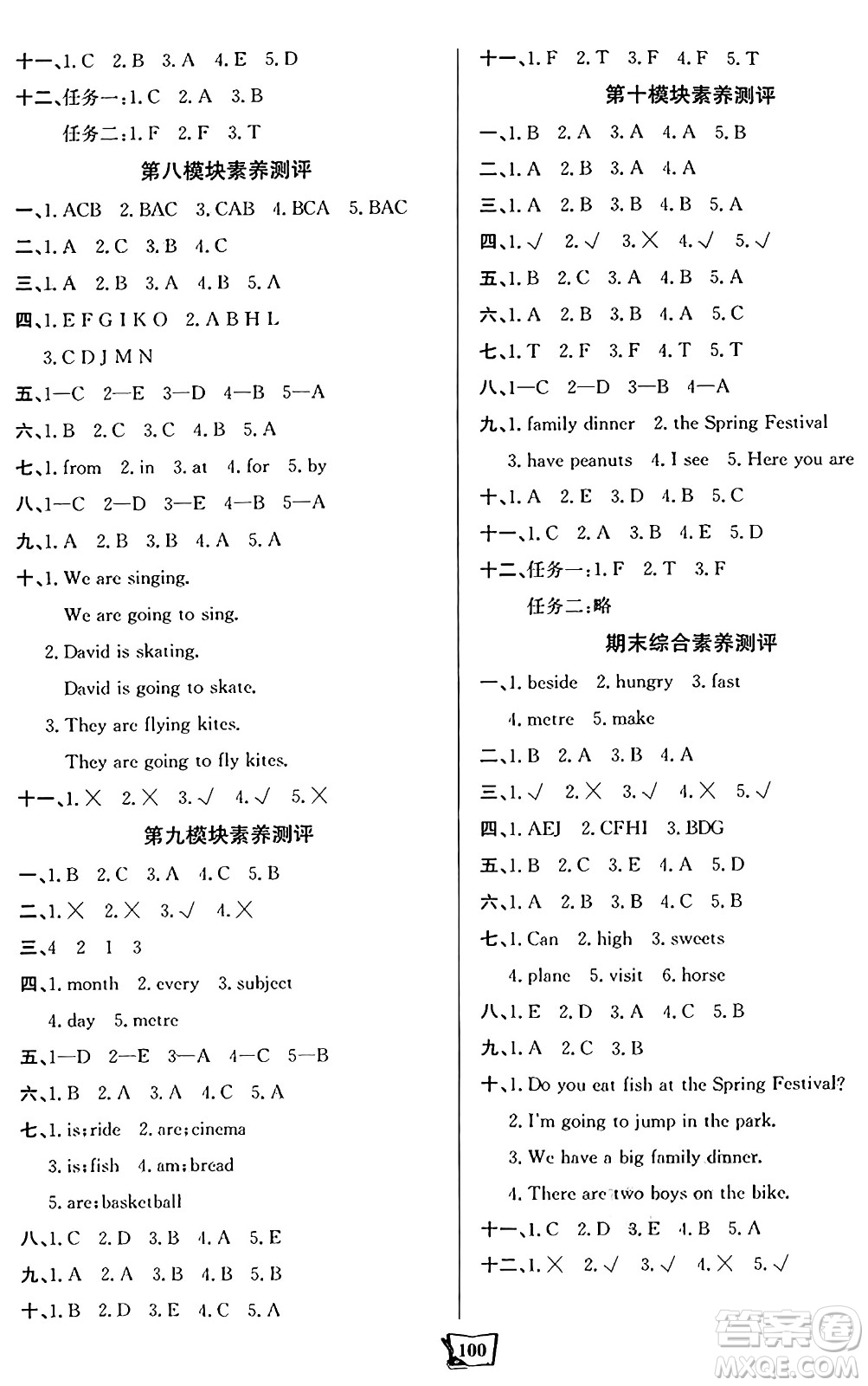 遼寧少年兒童出版社2024年秋世紀金榜金榜小博士課時提優(yōu)作業(yè)四年級英語上冊外研版三起點答案