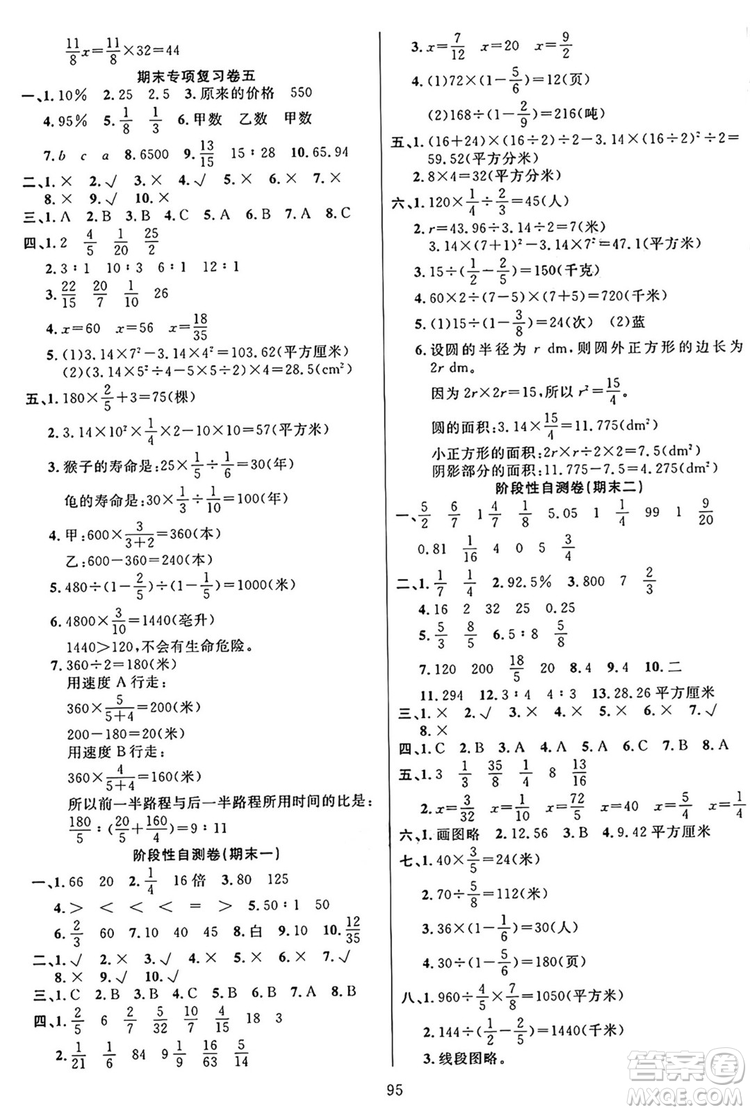 江蘇鳳凰美術(shù)出版社2024年秋廣文圖書(shū)黃岡小博士沖刺100分六年級(jí)數(shù)學(xué)上冊(cè)青島版山東專(zhuān)版答案