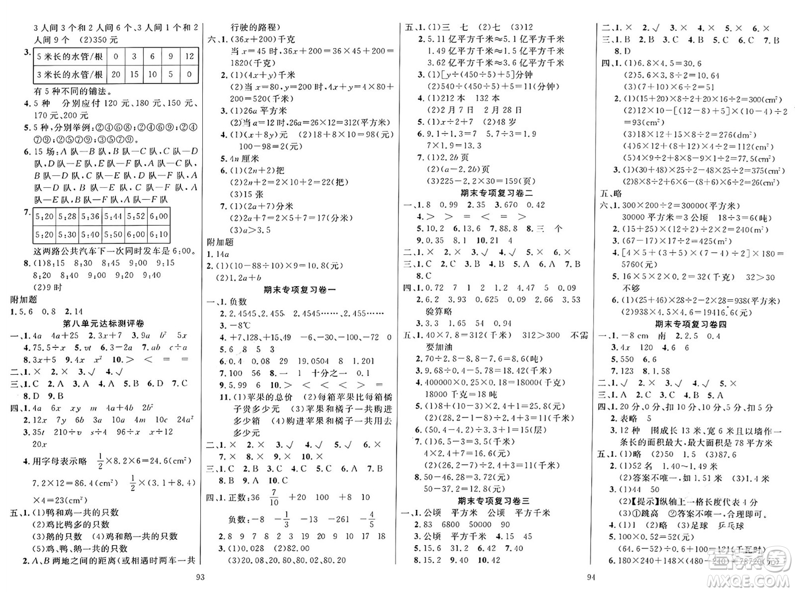 江蘇鳳凰美術(shù)出版社2024年秋廣文圖書黃岡小博士沖刺100分五年級數(shù)學(xué)上冊蘇教版答案